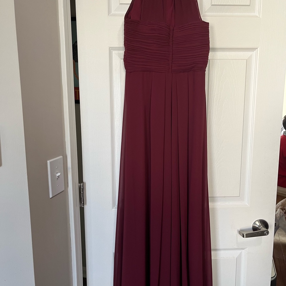 Wine Chiffon Halter A-Line Gown
